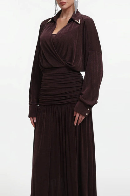 Casima V-Neck Ruched Waist Maxi Dress