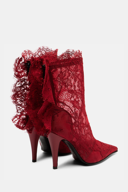 Cassiel Lace Ankle Boots - Red