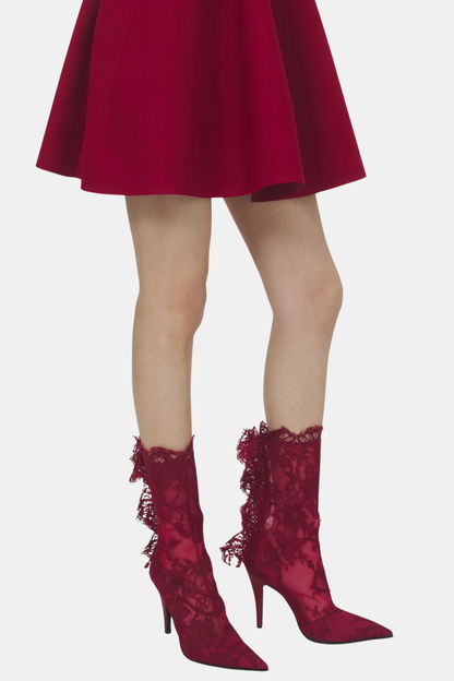 Cassiel Lace Ankle Boots - Red
