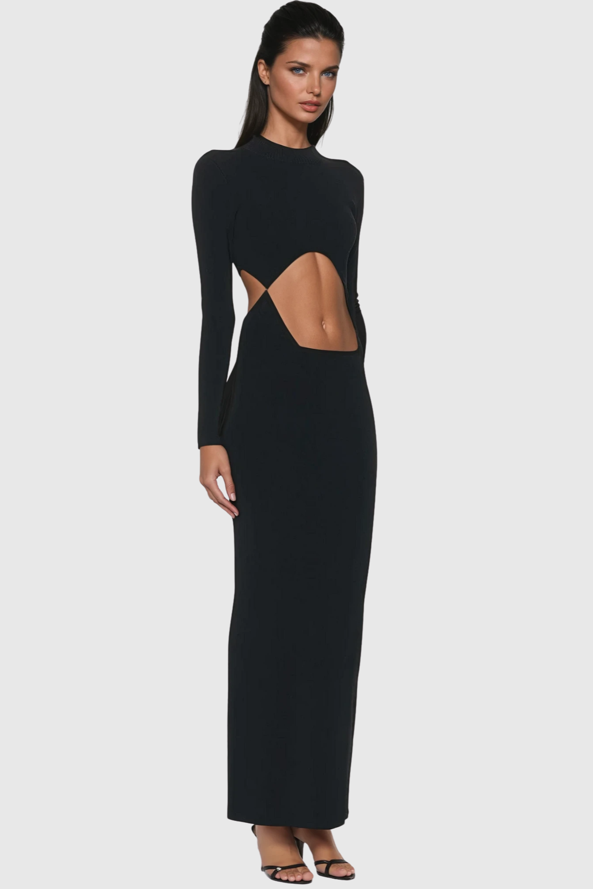 Cassis Asymmetric Wave Cutout Maxi Dress