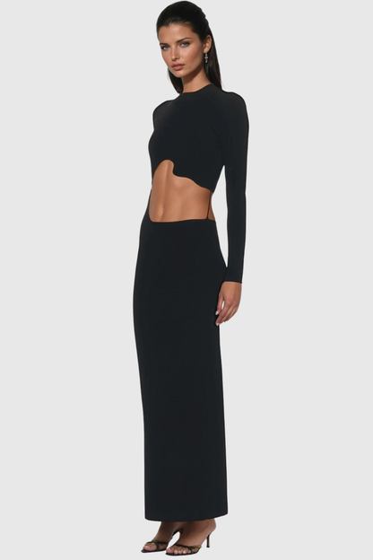 Cassis Asymmetric Wave Cutout Maxi Dress