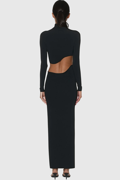 Cassis Asymmetric Wave Cutout Maxi Dress