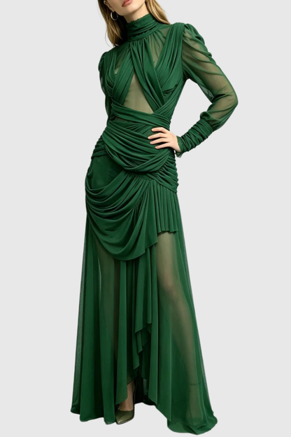 Catriona Mesh Draped Maxi Dress
