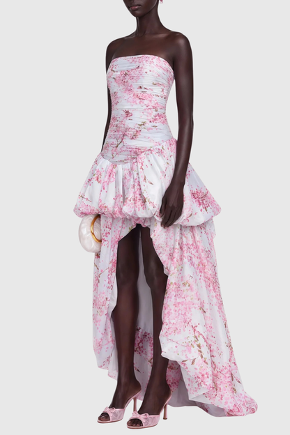 Celestia Floral Strapless Pleated Maxi Dress