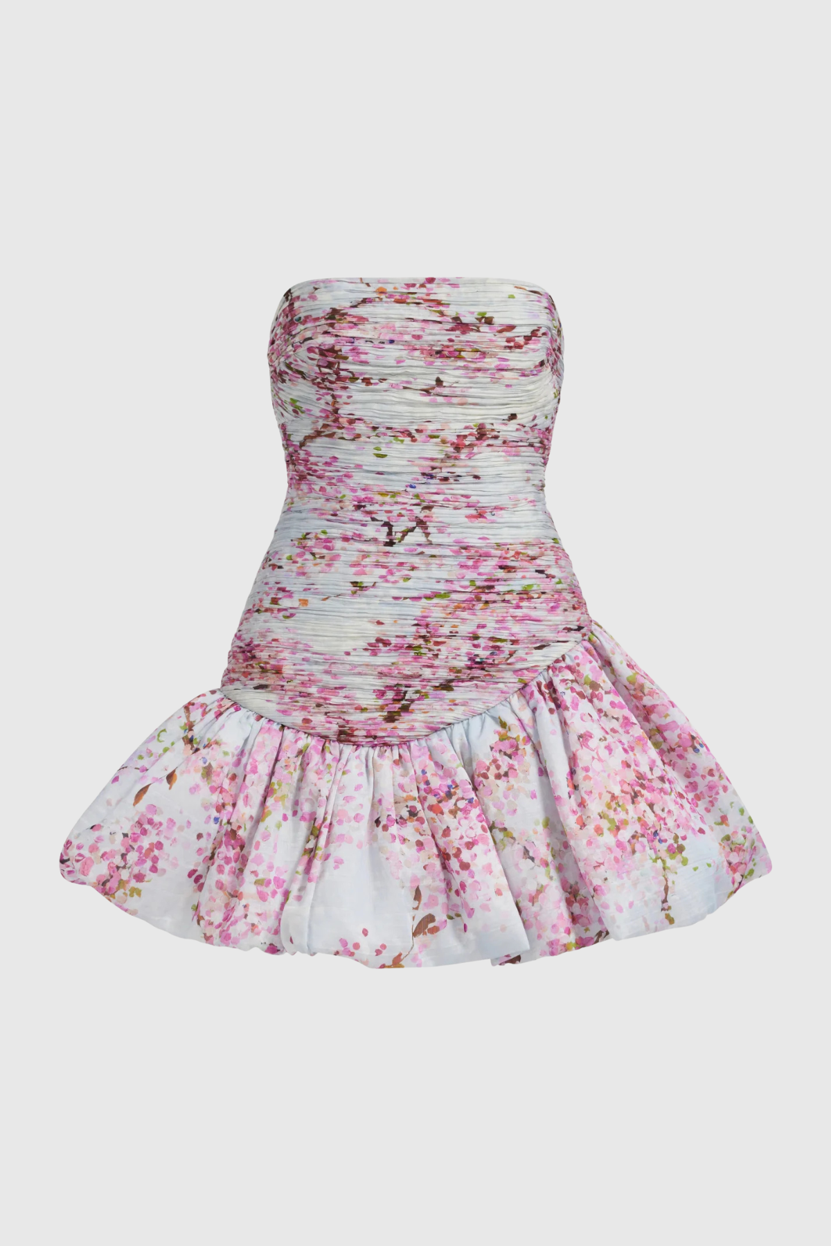 Celestia Floral Strapless Pleated Mini Dress