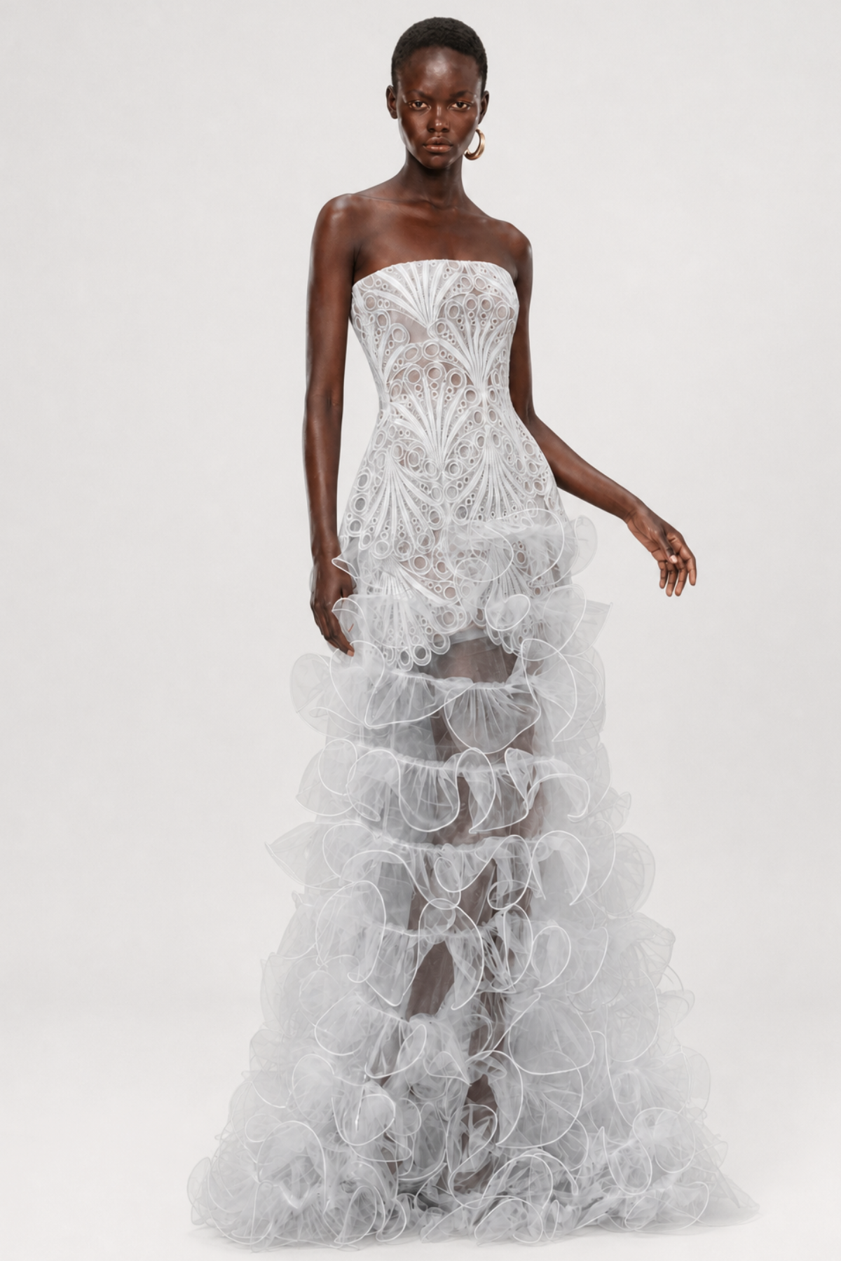 Celestia Strapless Embroidered Top
