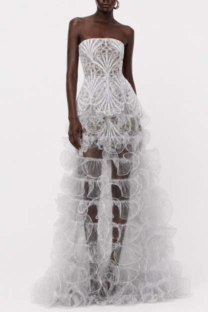 Celestia Strapless Embroidered Top