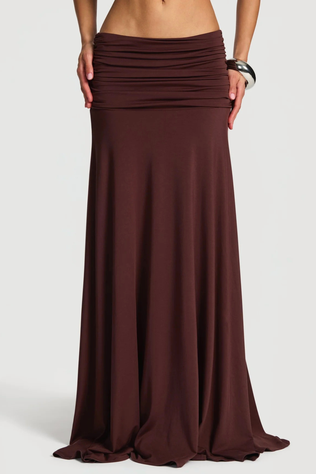 Celestina Crop Top & Ruched Maxi Skirt Set - Brown