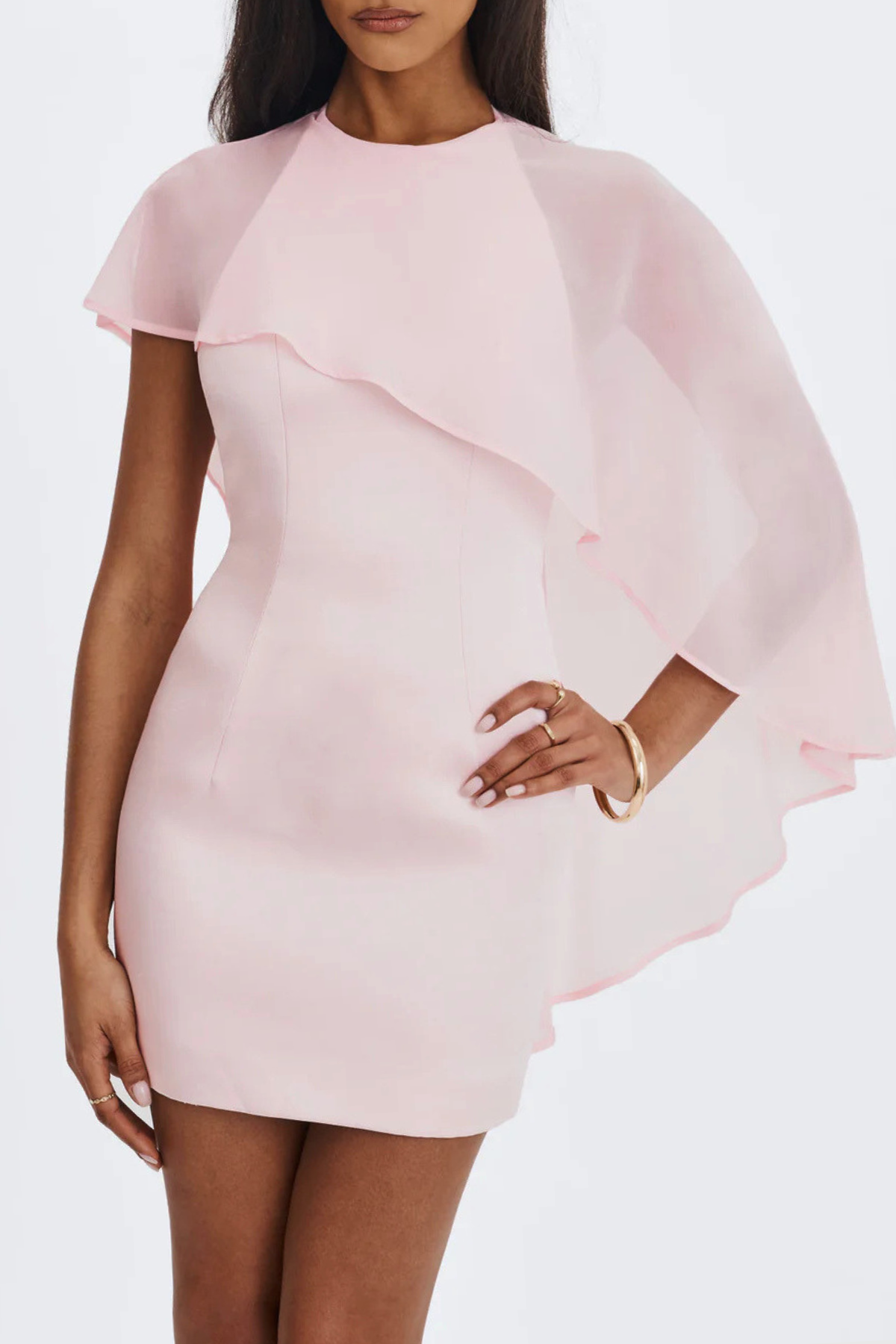 Celiax Asymmetric Shawl Mini Dress