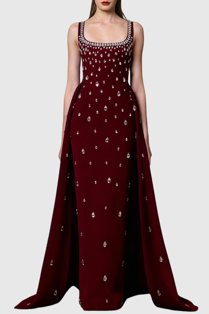 Celyn Crystal Embellished Maxi Dress - Wine
