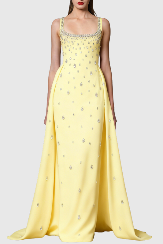 Celyn Crystal Embellished Maxi Dress - Yellow