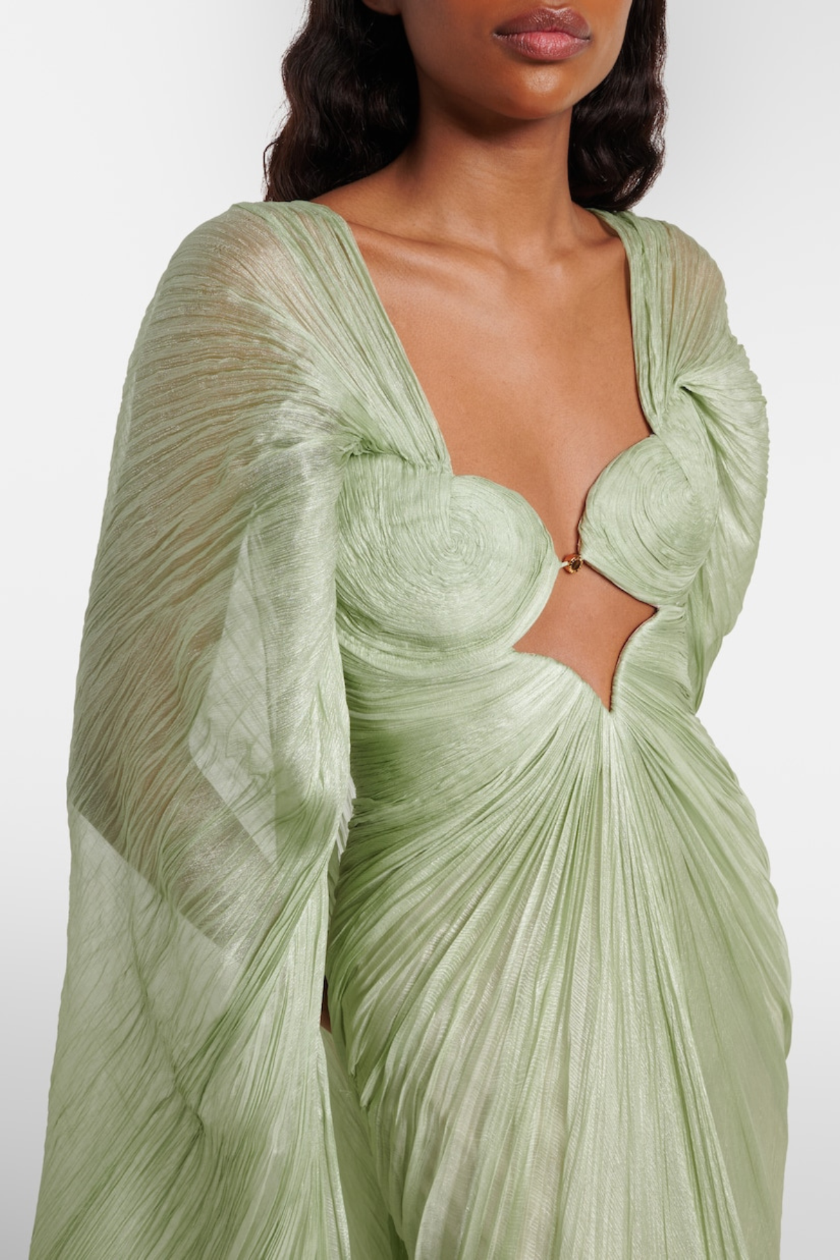 Cerise Cape Ruched Maxi Dress