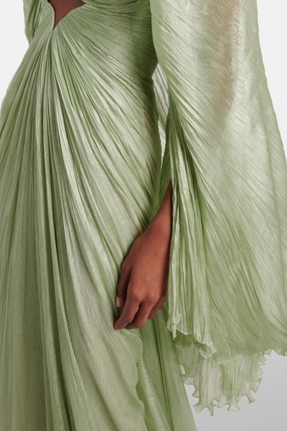 Cerise Cape Ruched Maxi Dress