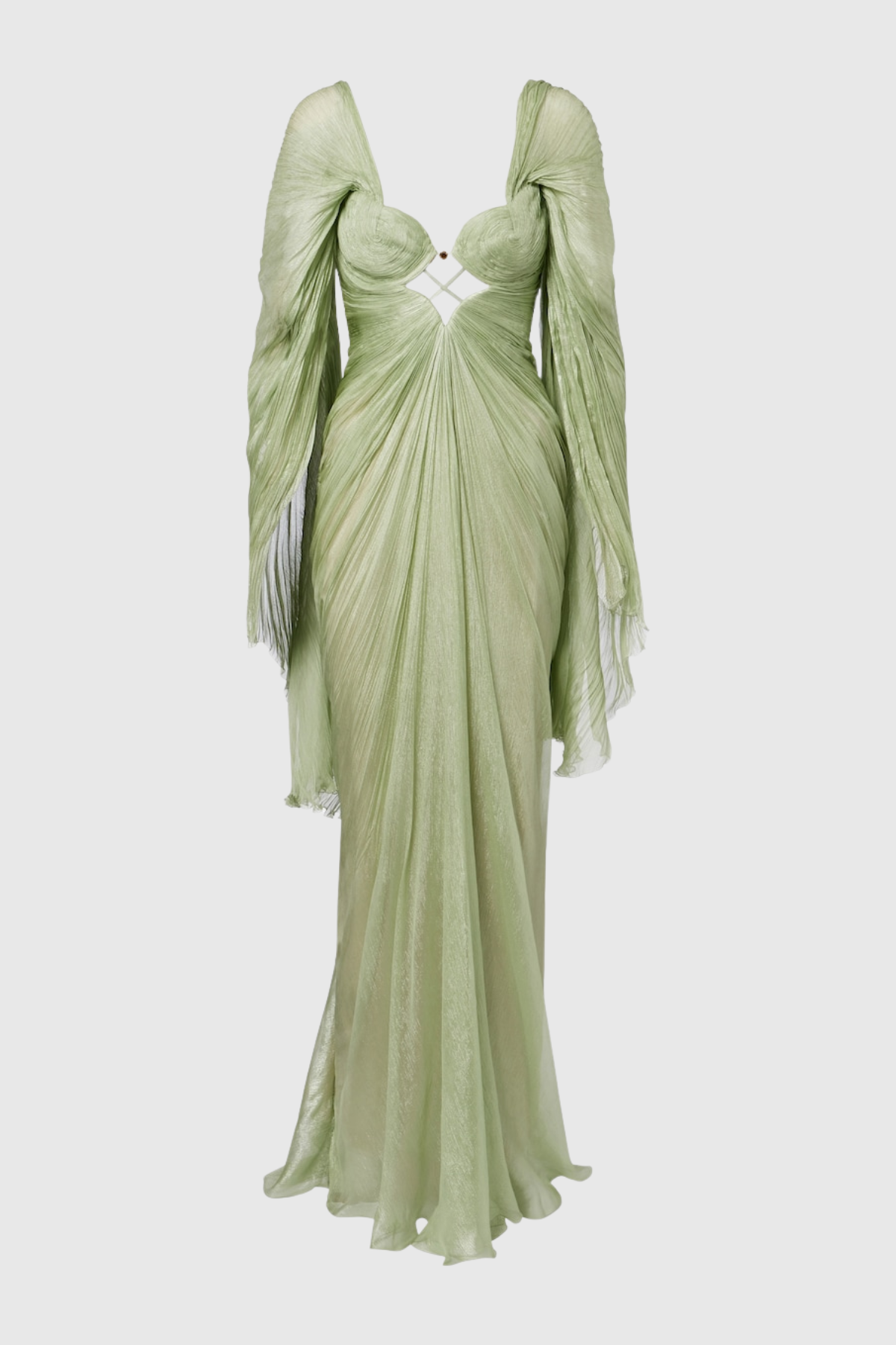 Cerise Cape Ruched Maxi Dress