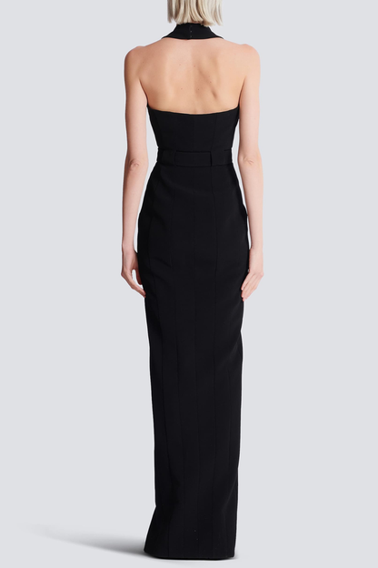 Cevallos Halter Belted Maxi Dress