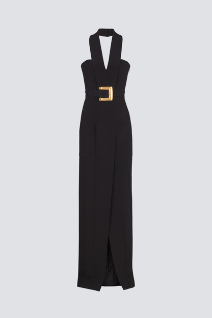 Cevallos Halter Belted Maxi Dress