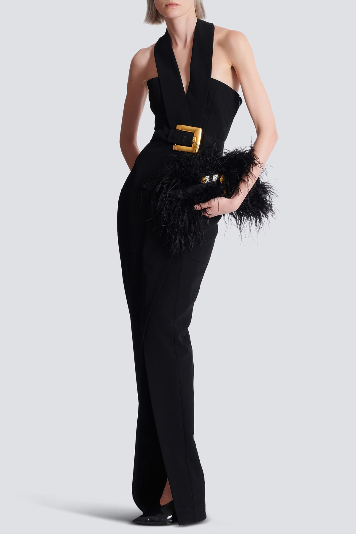 Cevallos Halter Belted Maxi Dress