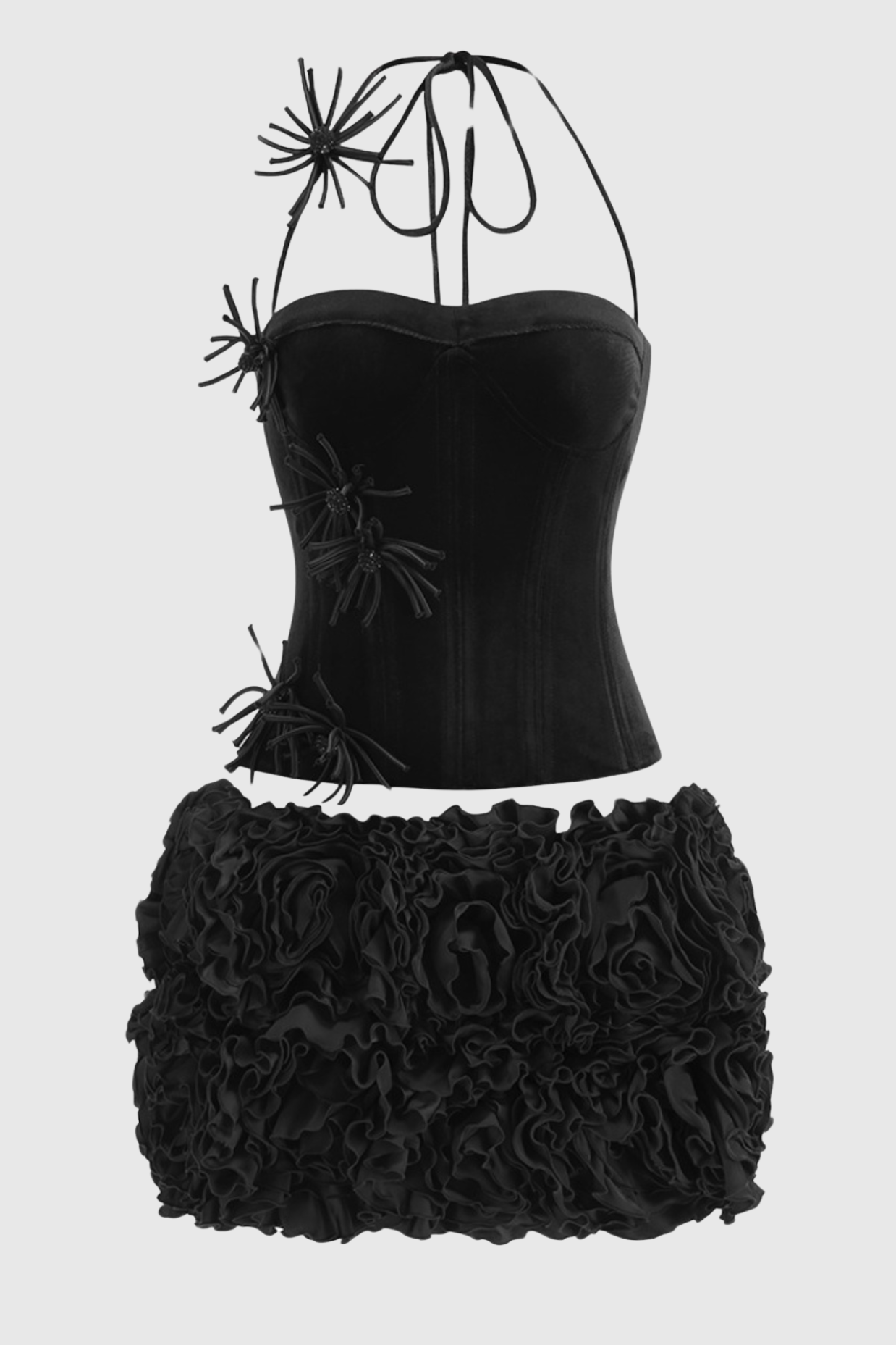 Chakal Flower Corset Bandage Set - Black