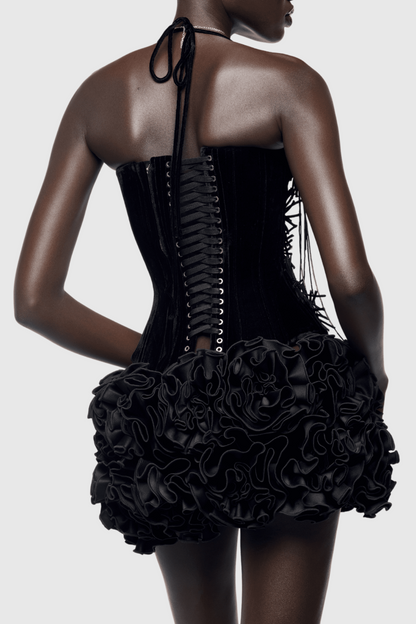 Chakal Flower Corset Bandage Set - Black