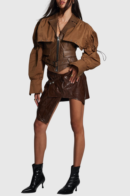 Chapa Faux Leather Jacke - Brown