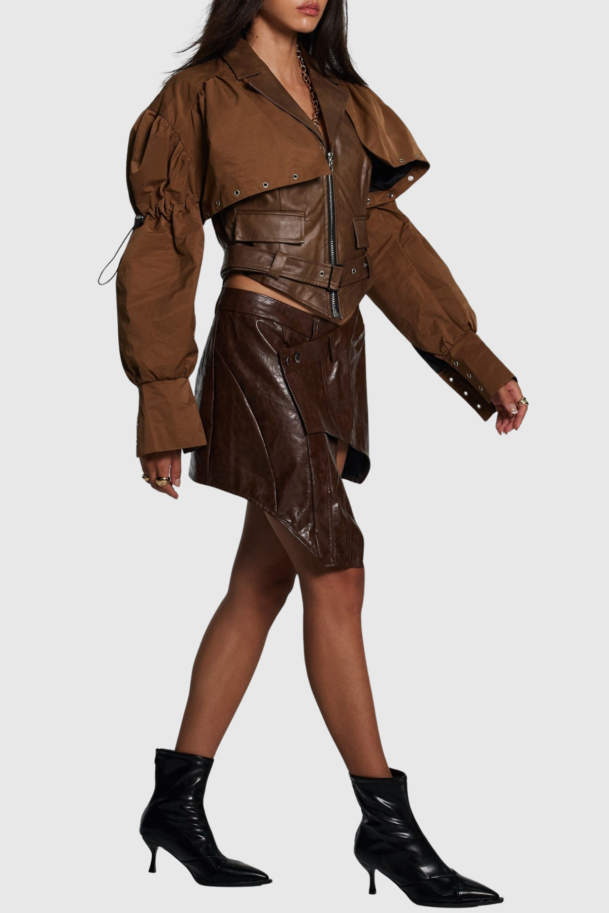 Chapa Faux Leather Jacke - Brown