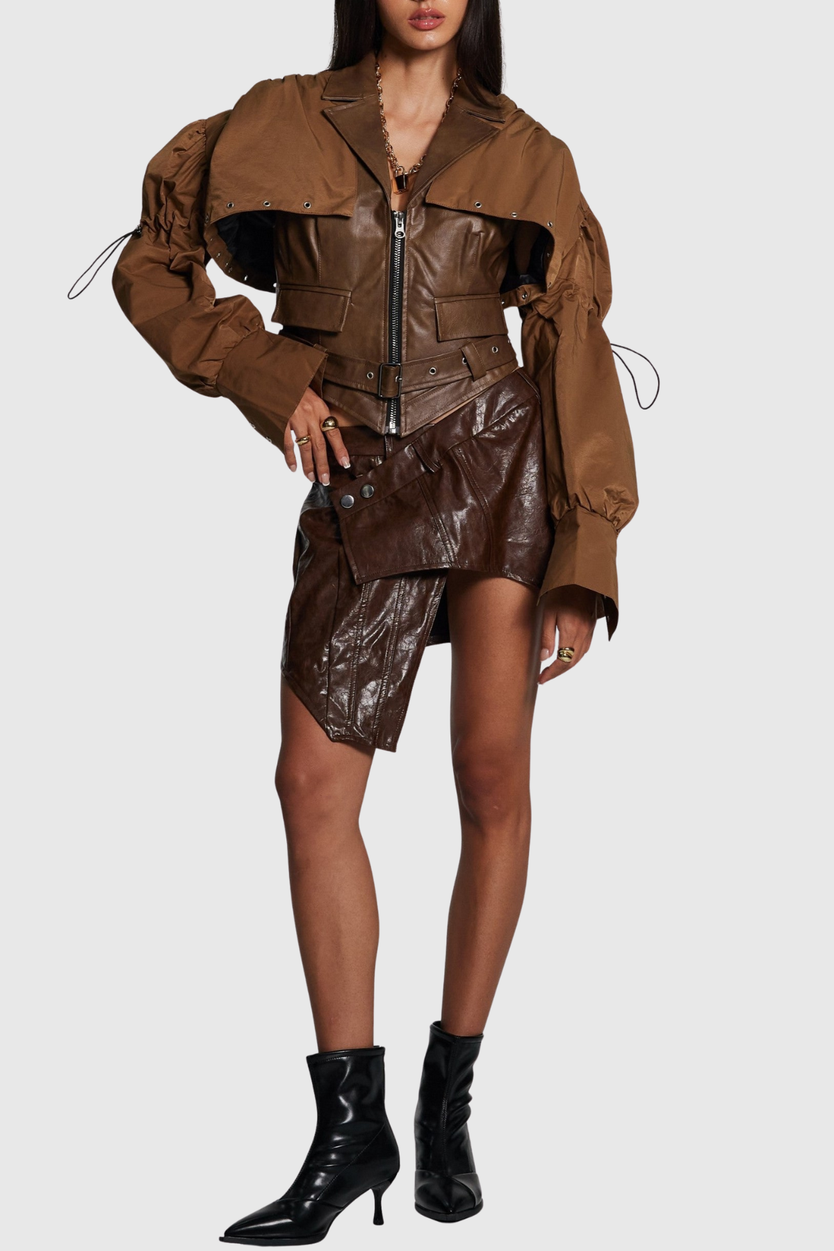 Chapa Faux Leather Jacke - Brown
