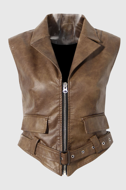 Chapa Faux Leather Jacke - Brown