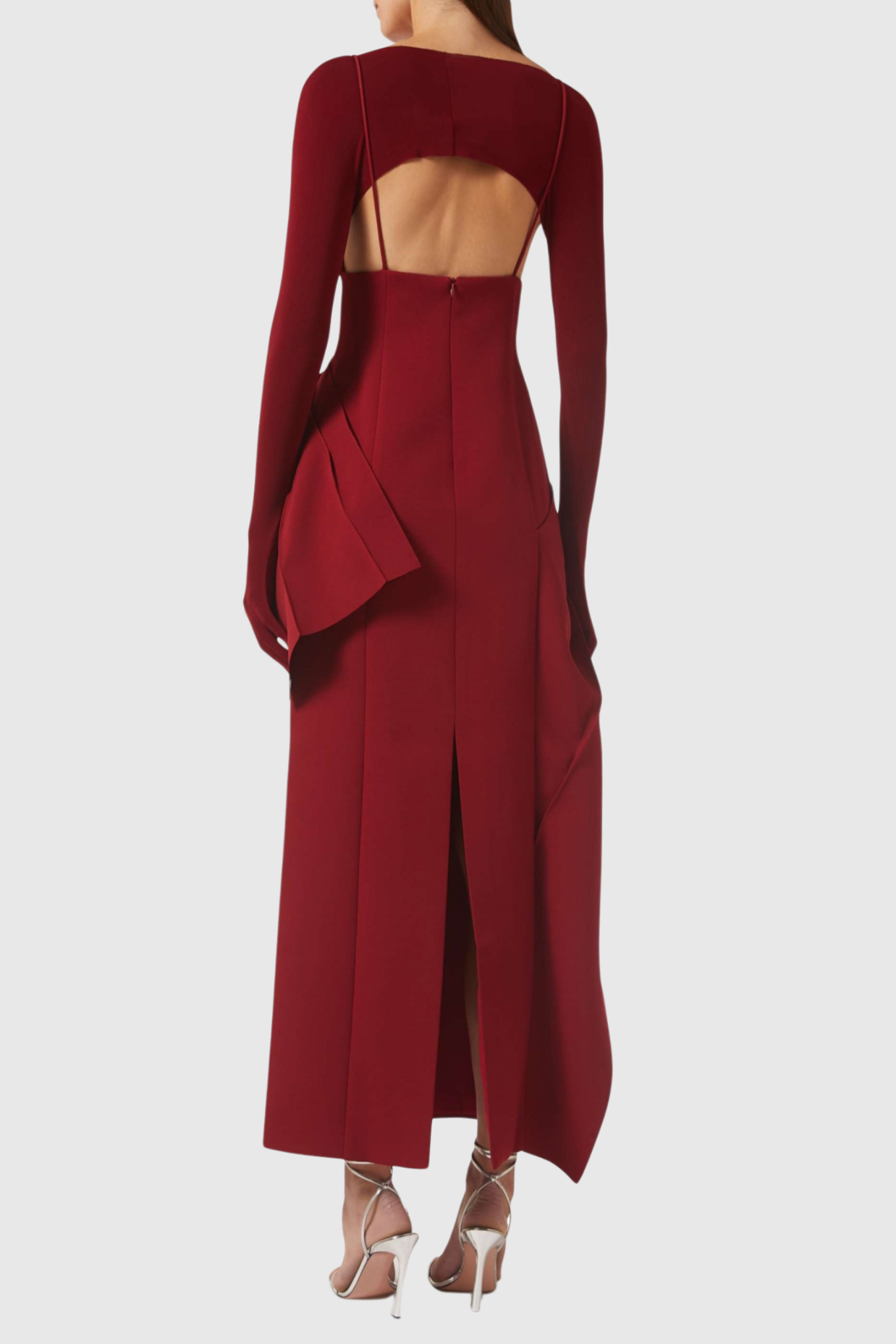 Chapera Asymmetrical Pleat Maxi Dress - Wine