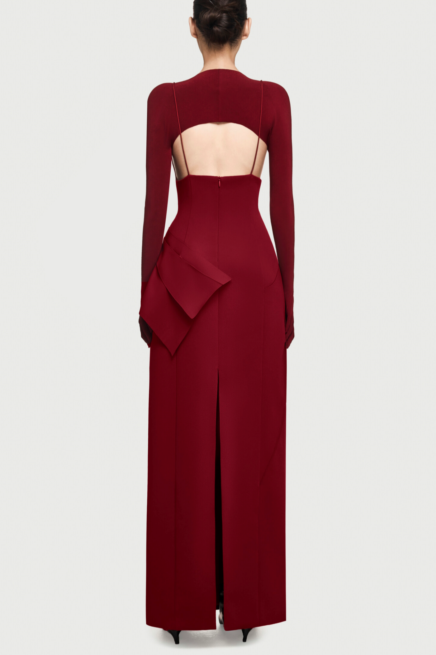 Chapera Asymmetrical Pleat Maxi Dress - Wine