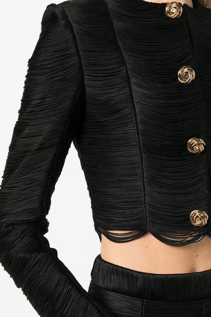 Charisa Fringe Jacket - Black