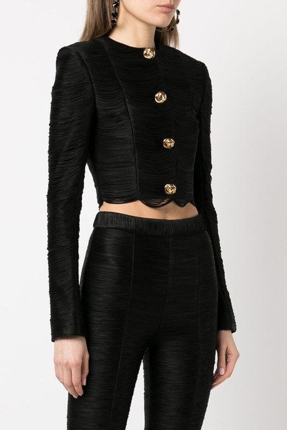 Charisa Fringe Jacket - Black