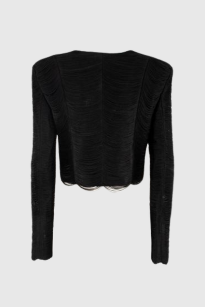 Charisa Fringe Jacket - Black