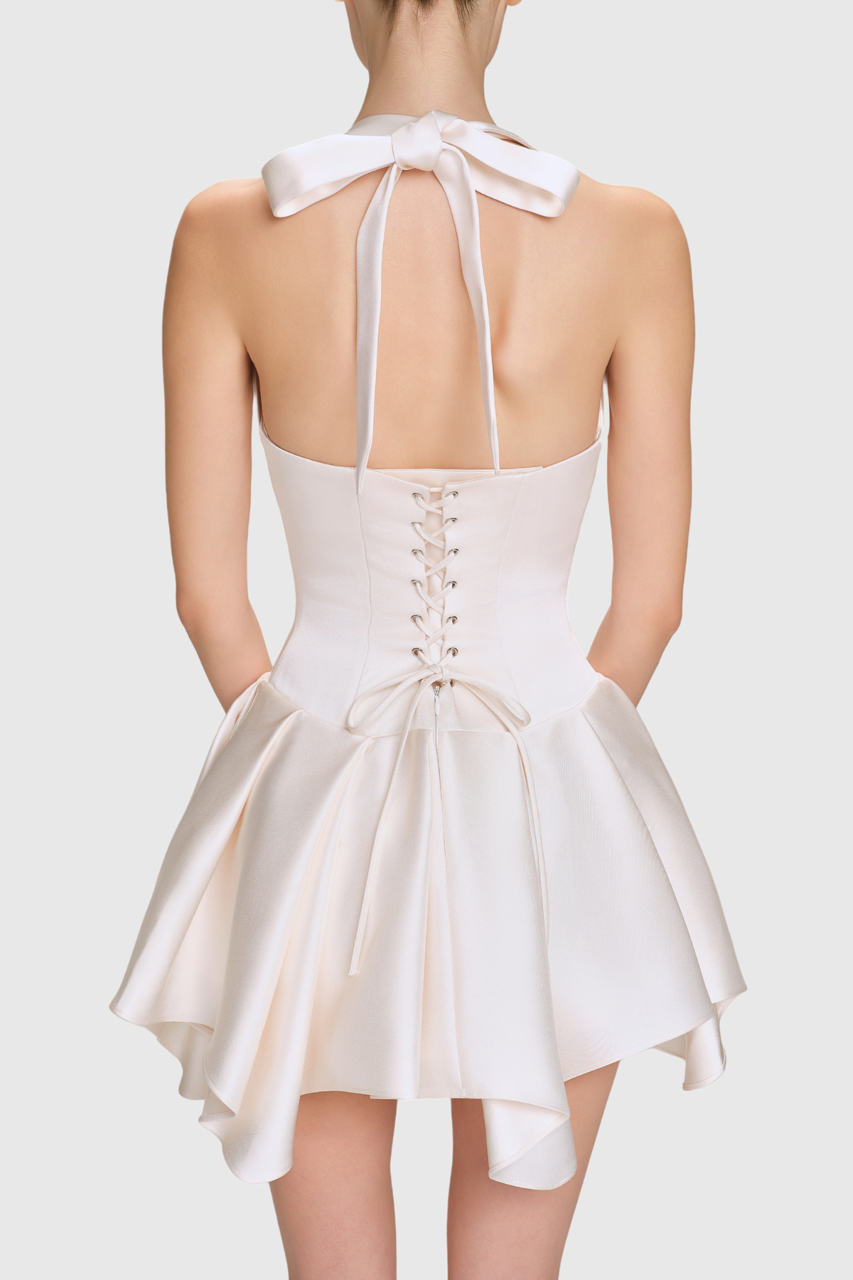 Charnelle Halter Silky Mini Dress - White