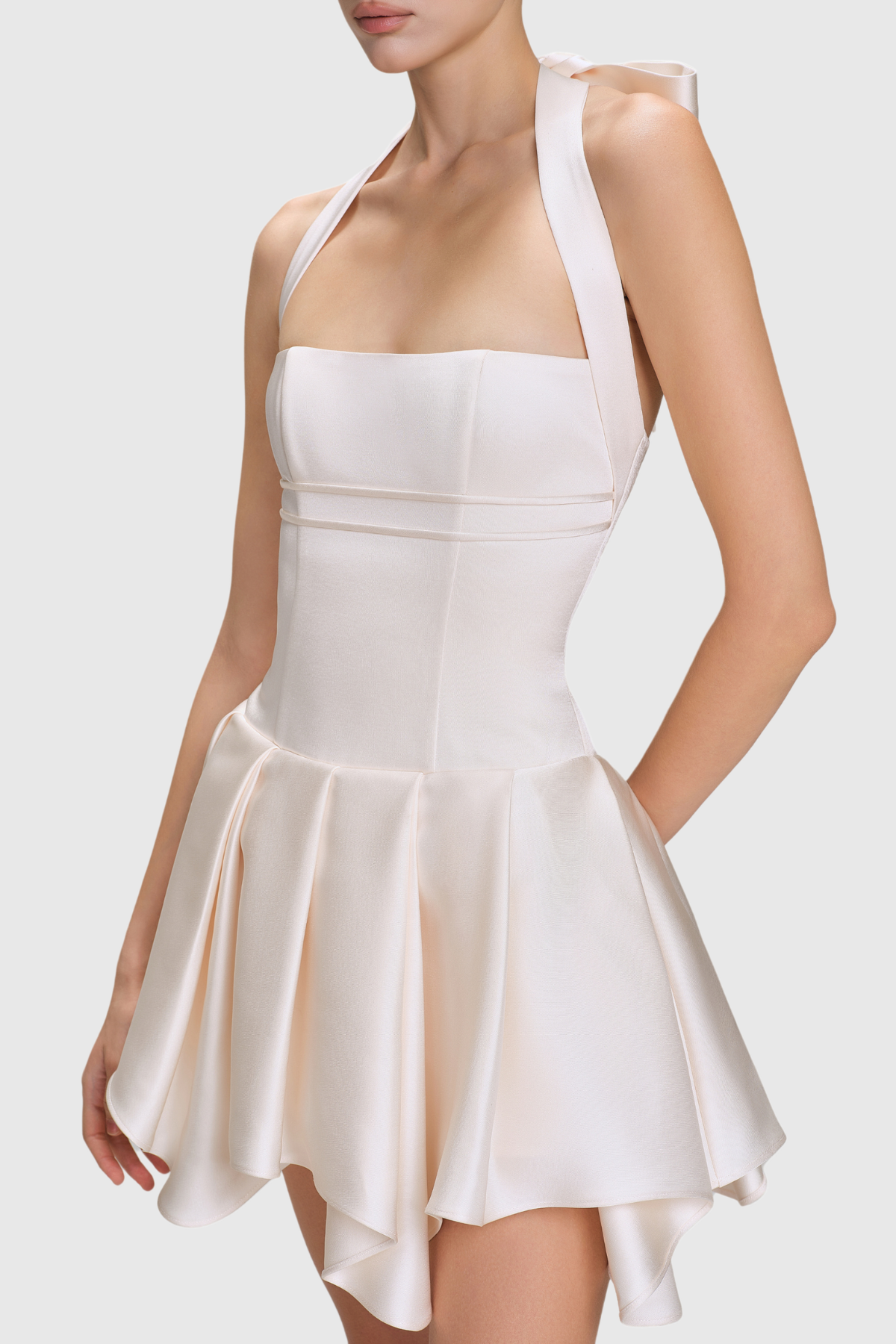 Charnelle Halter Silky Mini Dress - White