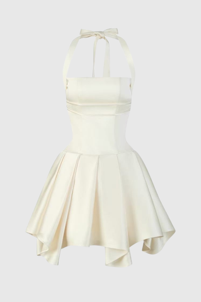 Charnelle Halter Silky Mini Dress - White