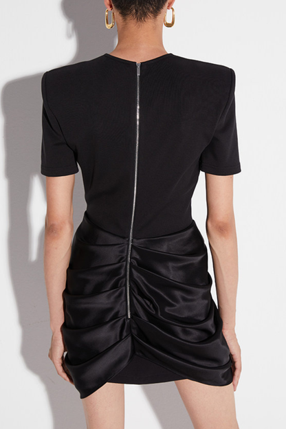 Chatria Metal Draped Mini Dress - Black