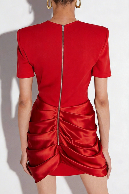 Chatria Metal Draped Mini Dress - Red