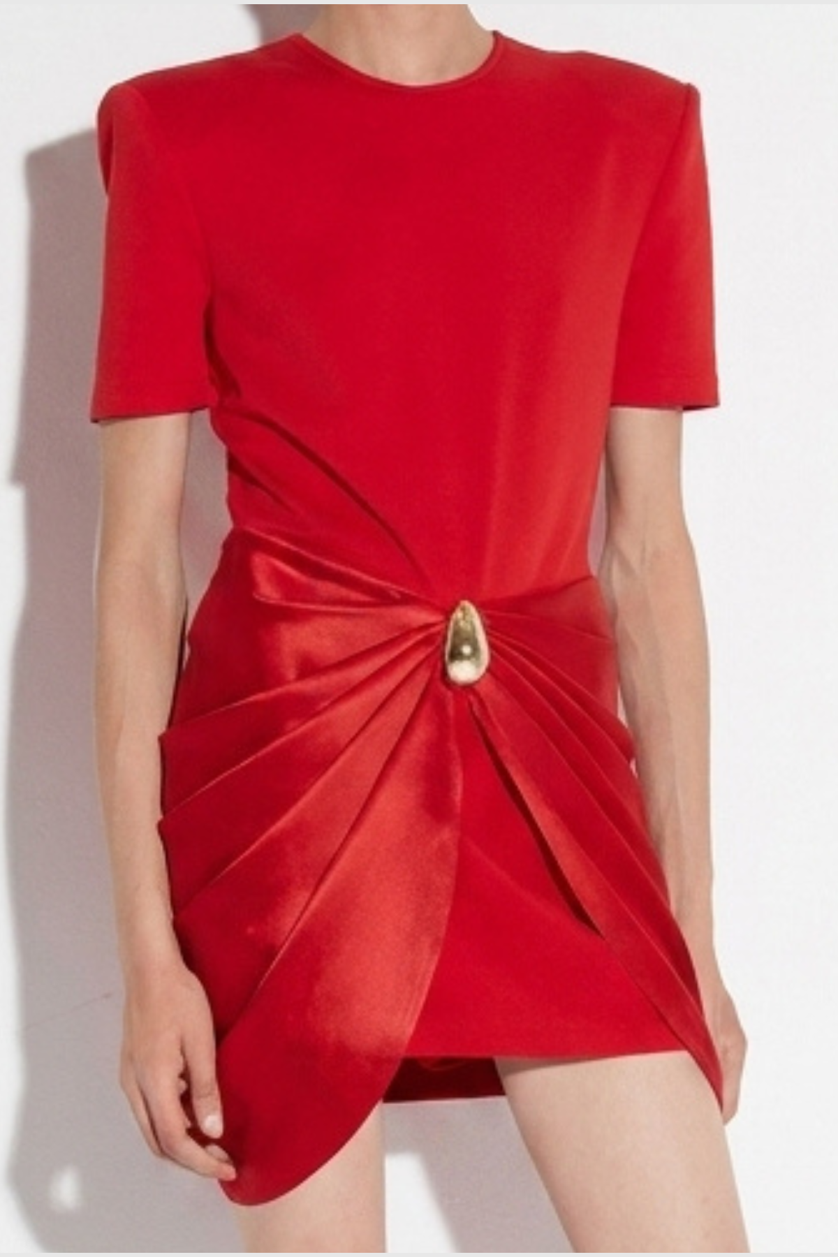 Chatria Metal Draped Mini Dress - Red