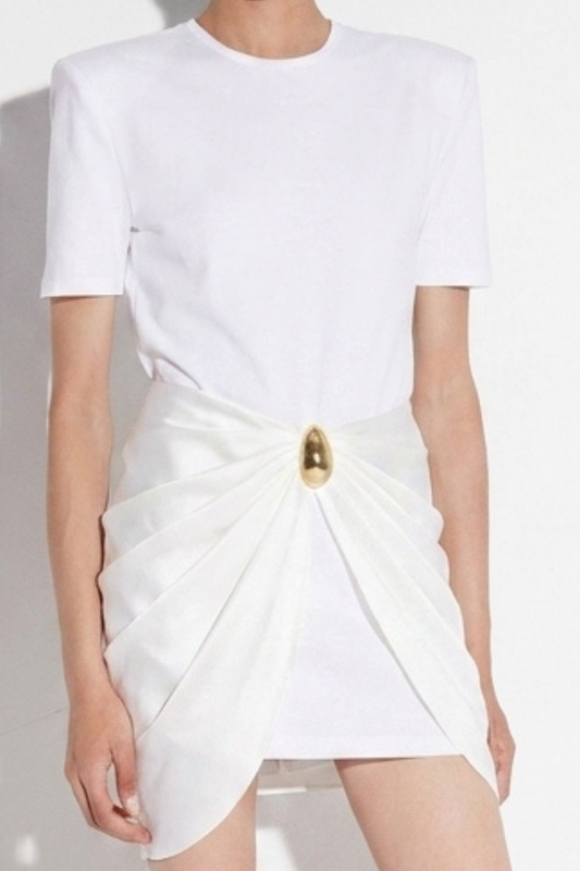 Chatria Metal Draped Mini Dress - White