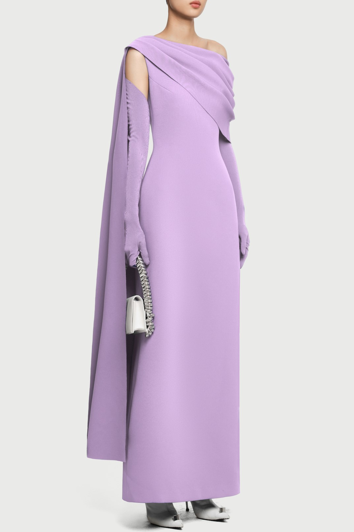 Chesley Asymmetrical Draped Flap Maxi Dress - Purple