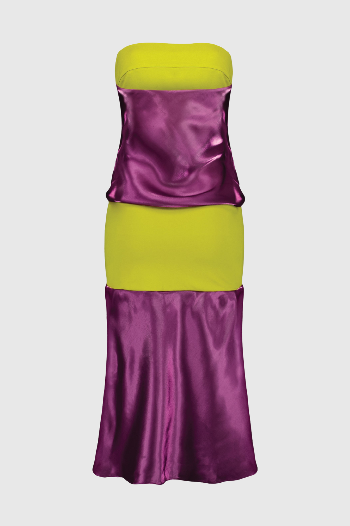Chesta Strapless Contrast Midi Dress - Purple