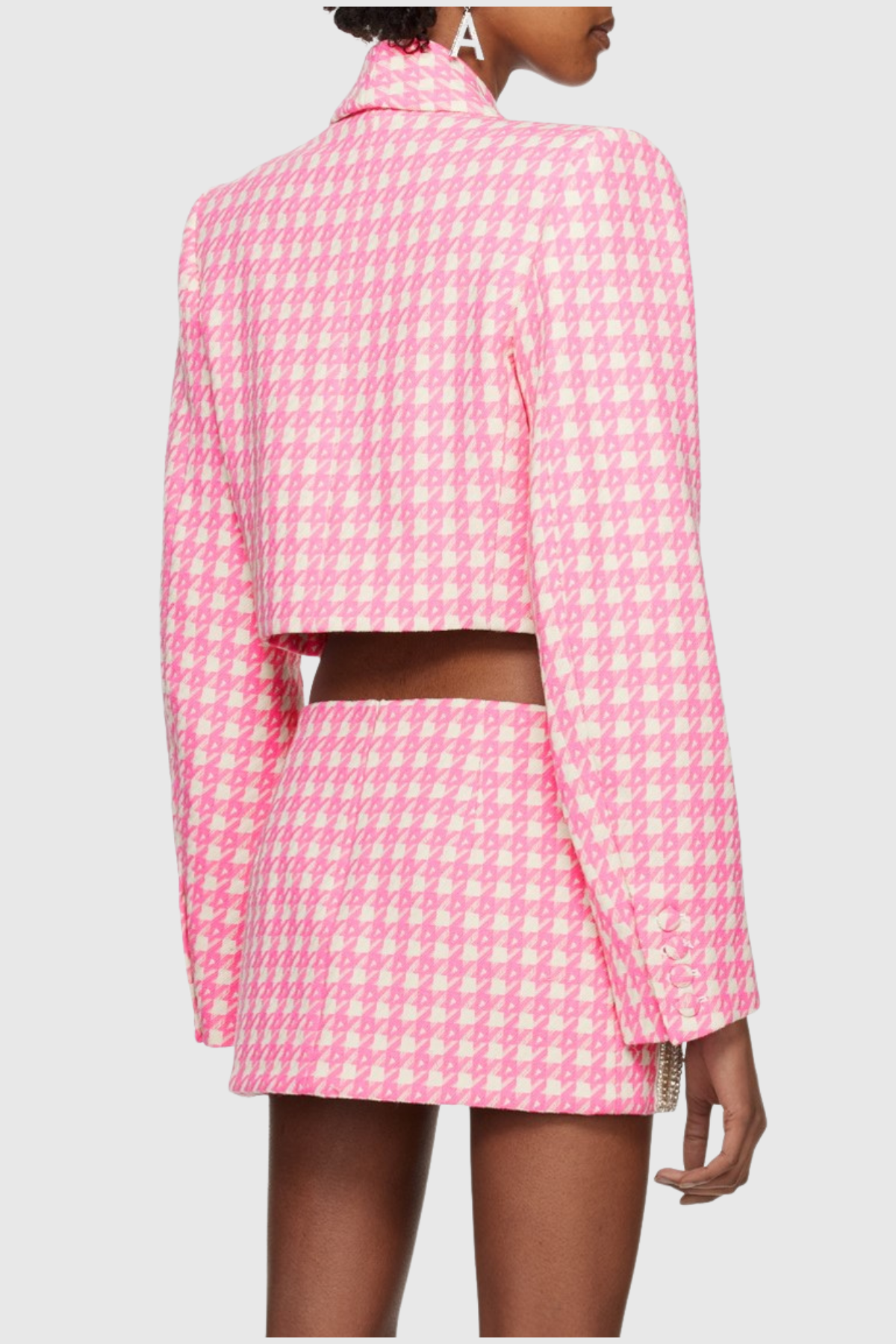 Chieko Houndstooth Bow Embellished Jacket & Mini Skirt Set
