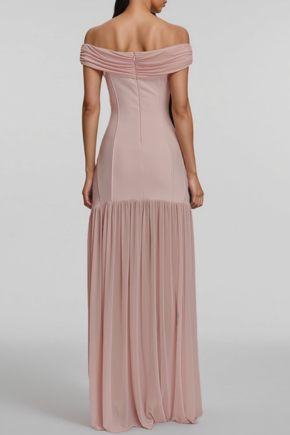 Chiya Off Shoulder Mesh Maxi Dress - Pink