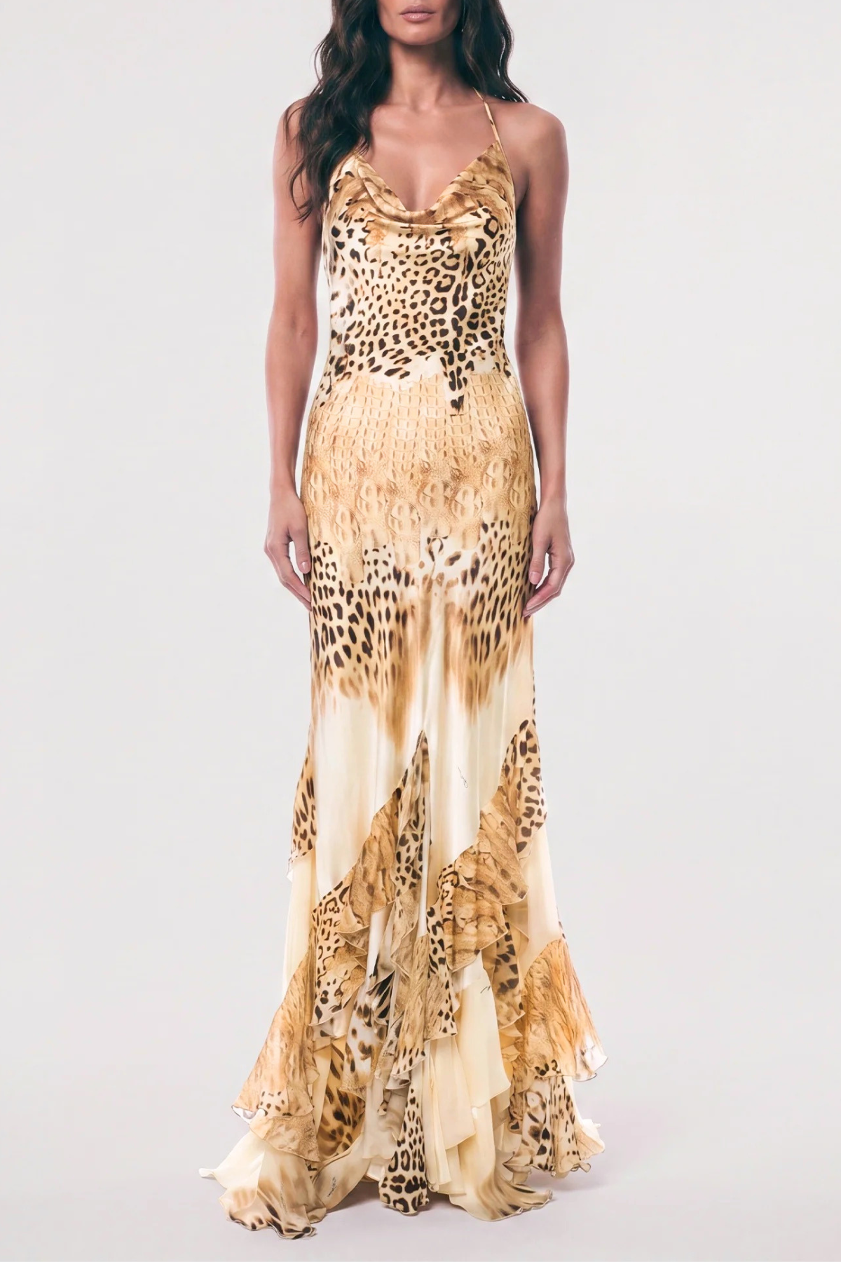 Ciela Leopard Ruffle Maxi Dress