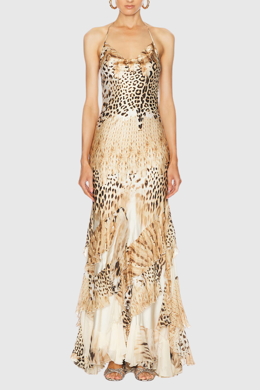 Ciela Leopard Ruffle Maxi Dress