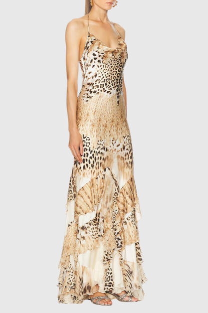 Ciela Leopard Ruffle Maxi Dress