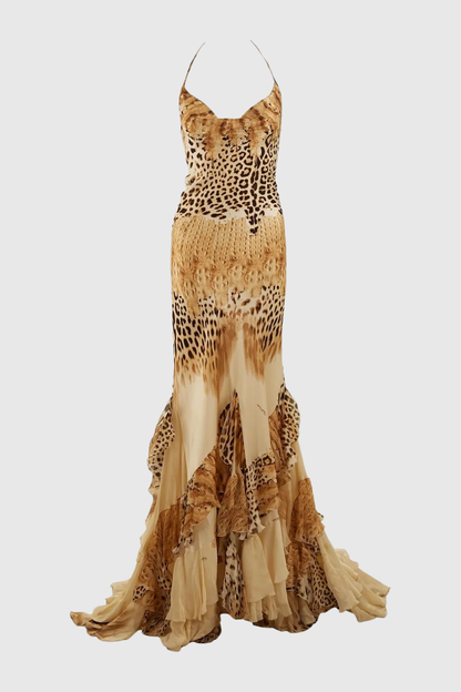 Ciela Leopard Ruffle Maxi Dress