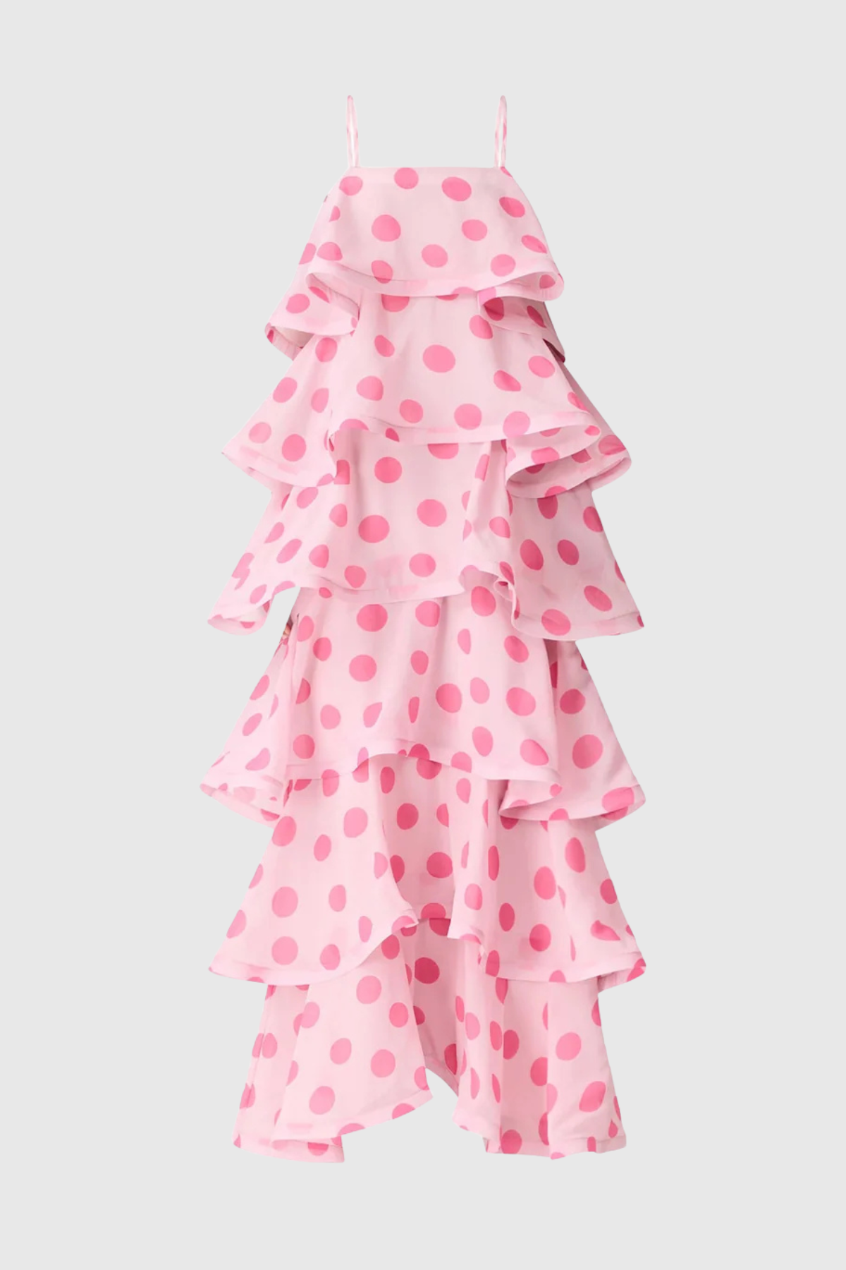 Cilliana Polka Dot Tiered Maxi Dress - Pink