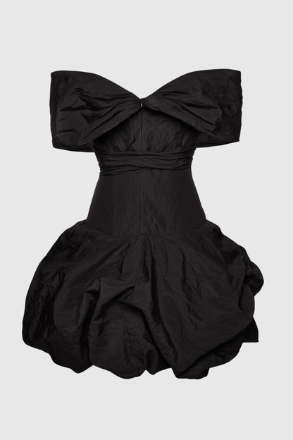 Cinnamia Off Shoulder Floral Mini Dress - Black