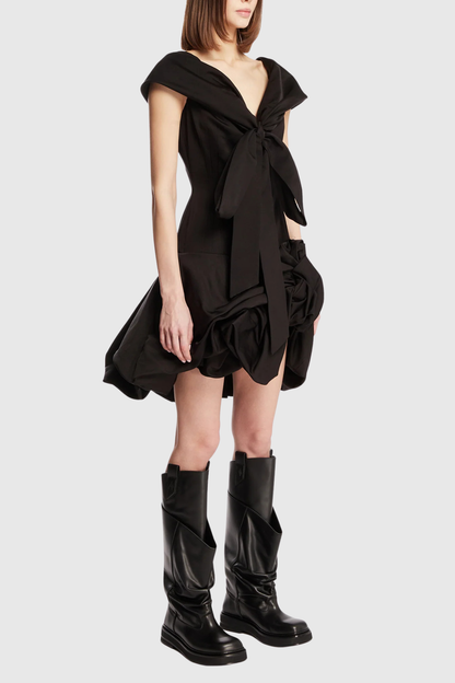 Cinnamia Off Shoulder Floral Mini Dress - Black